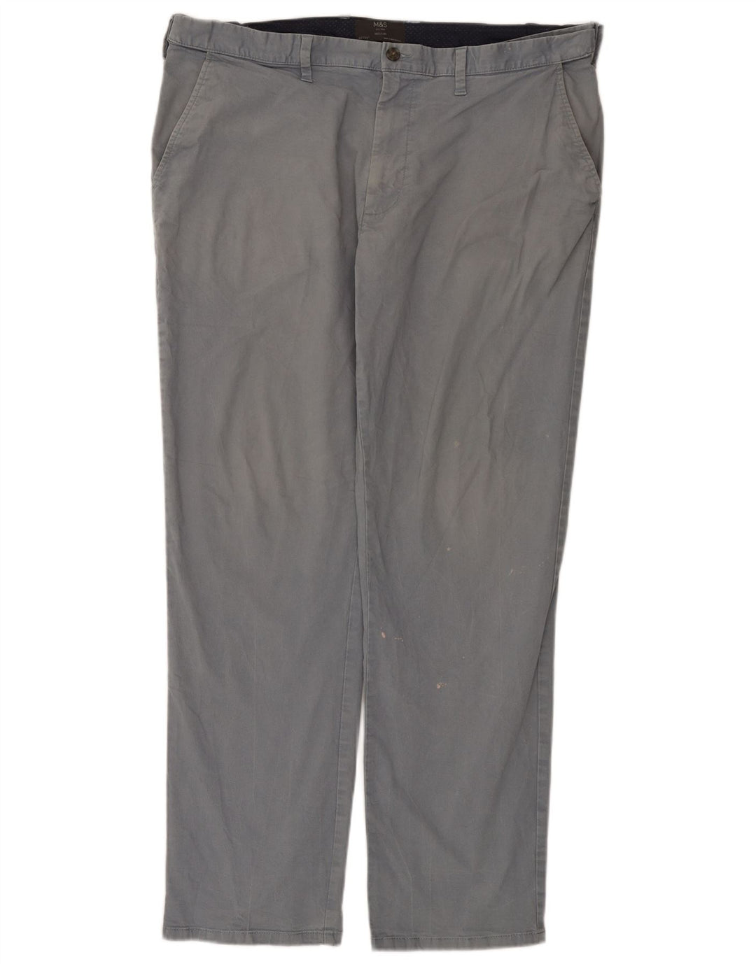 Marks & Spencer Pantalones chinos regulares para hombre W40 L33 Algodón gris