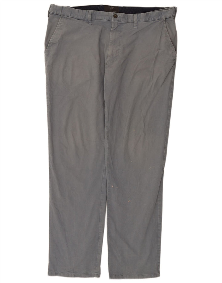 Marks & Spencer Pantalones chinos regulares para hombre W40 L33 Algodón gris