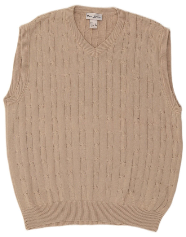 Vintage hombres chaleco camiseta sin mangas Reino Unido 42 algodón beige grande