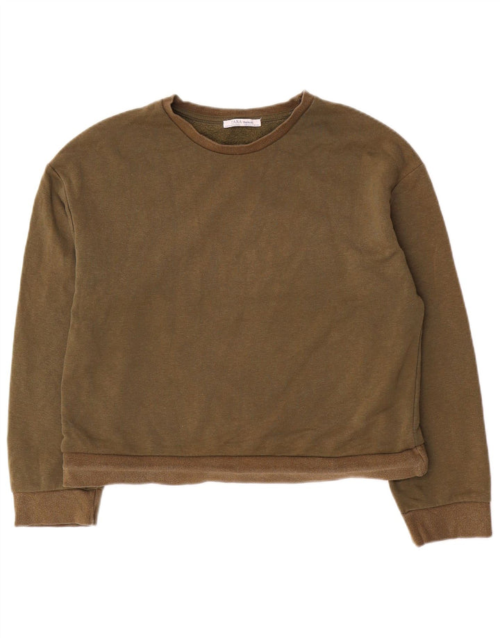 Zara Mujer Oversize Sudadera Jumper UK 10 Small Caqui Algodón