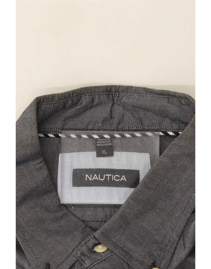 Camisa Nautica Hombre XL Gris Algodón
