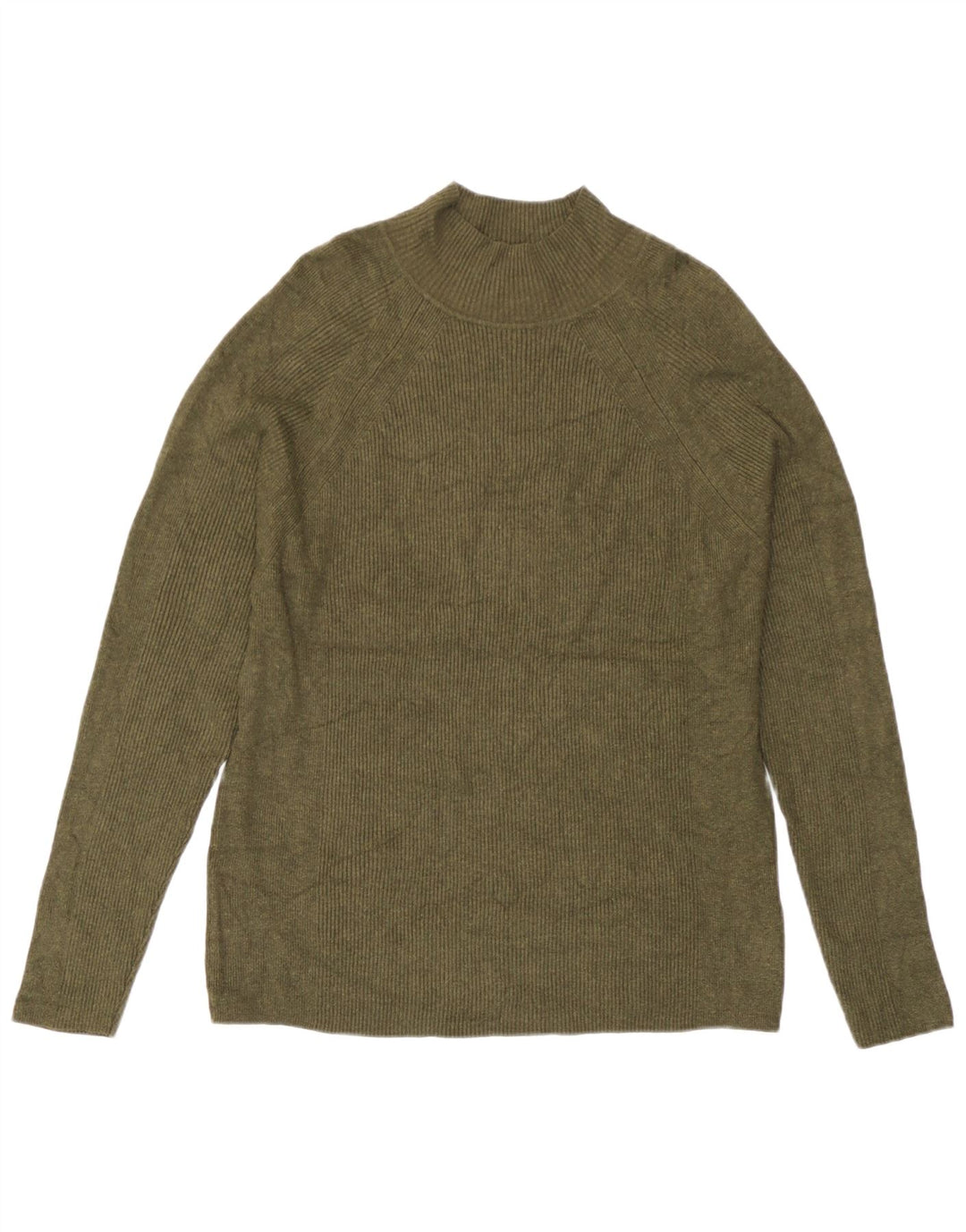 Marks & Spencer Suéter tipo jersey con cuello alto para mujer UK 46 Large Viscosa caqui