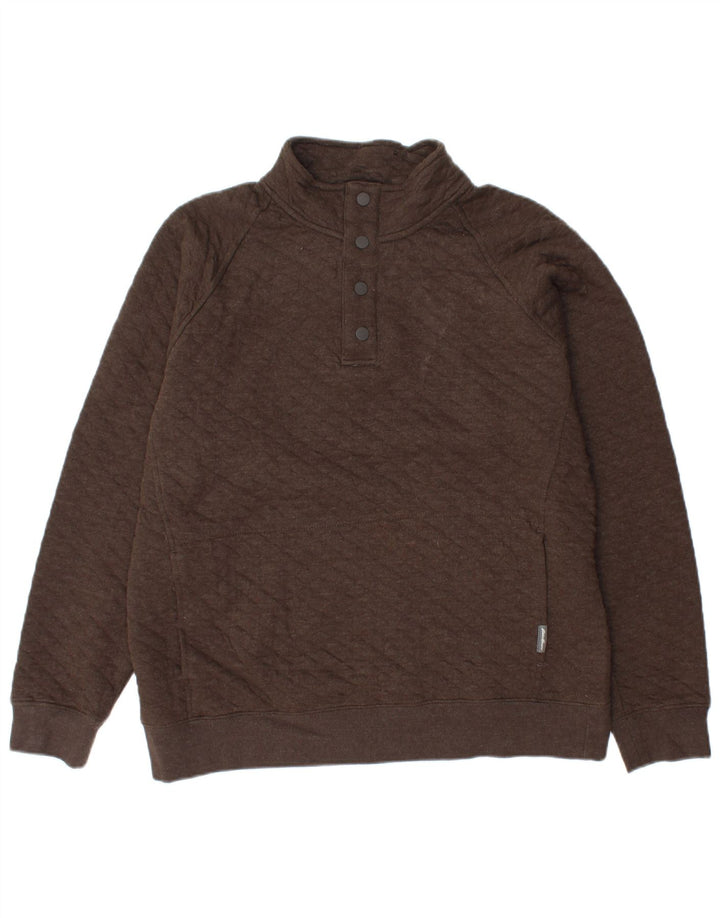 EDDIE BAUER Sudadera con cuello y botones para hombre Jersey de algodón marrón medio