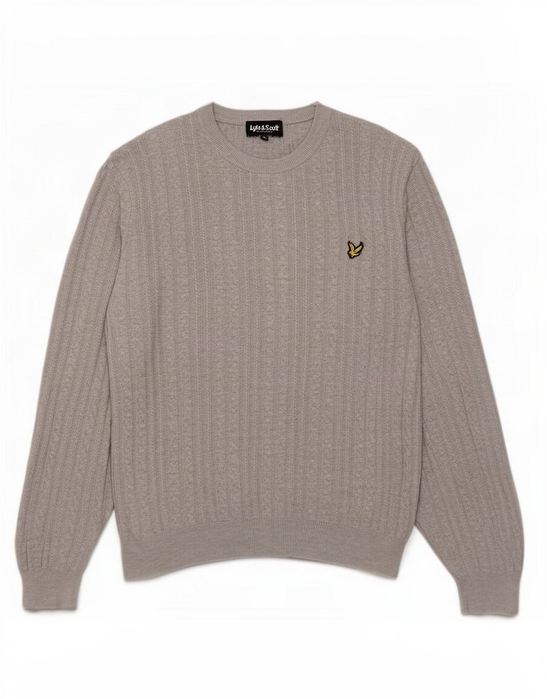 Lyle & Scott Jersey de cuello redondo para hombre, talla grande, algodón gris