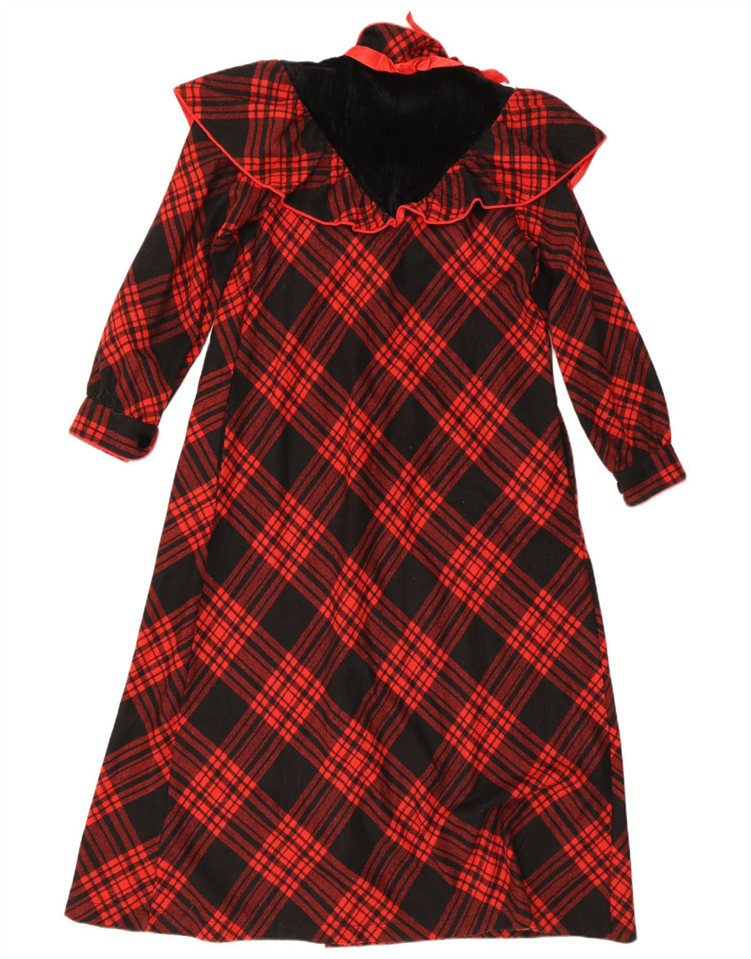 Vintage mujer Maxi camisa vestido Reino Unido 14 grande rojo comprobar lana