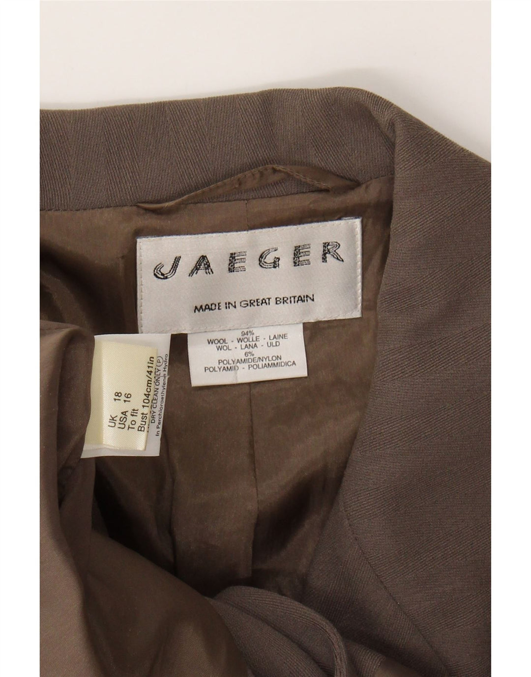 JAEGER Womens 2 Button Blazer Jacket UK 18 XL Brown Wool