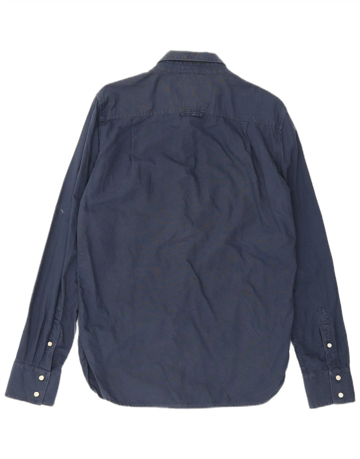 Superdry Camisa para hombre grande de algodón azul marino