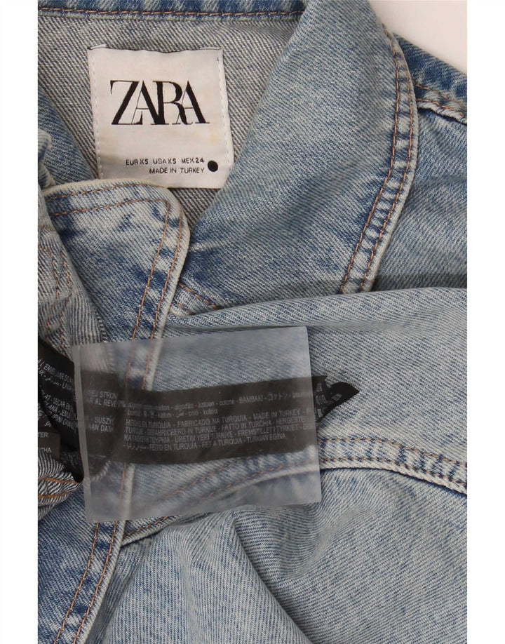 Zara Mujer Chaqueta Vaquera Extragrande UK 6 XS Algodón Azul