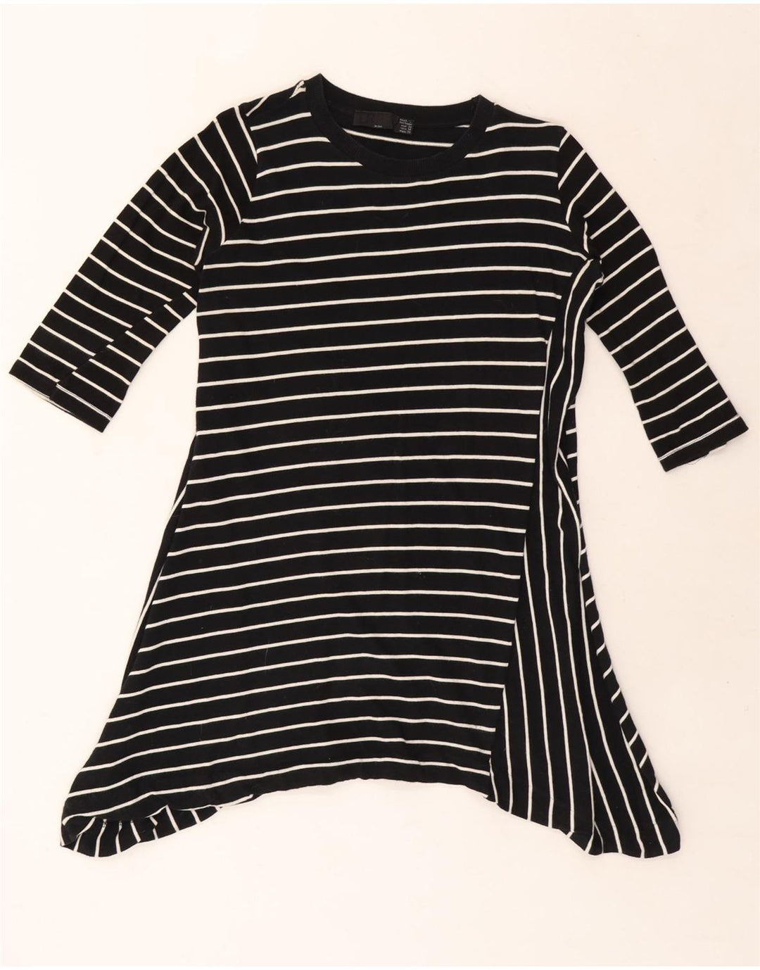 ZARA Mujer Vestido Asimétrico Manga 3/4 UK 44 Mediano Rayas Negras