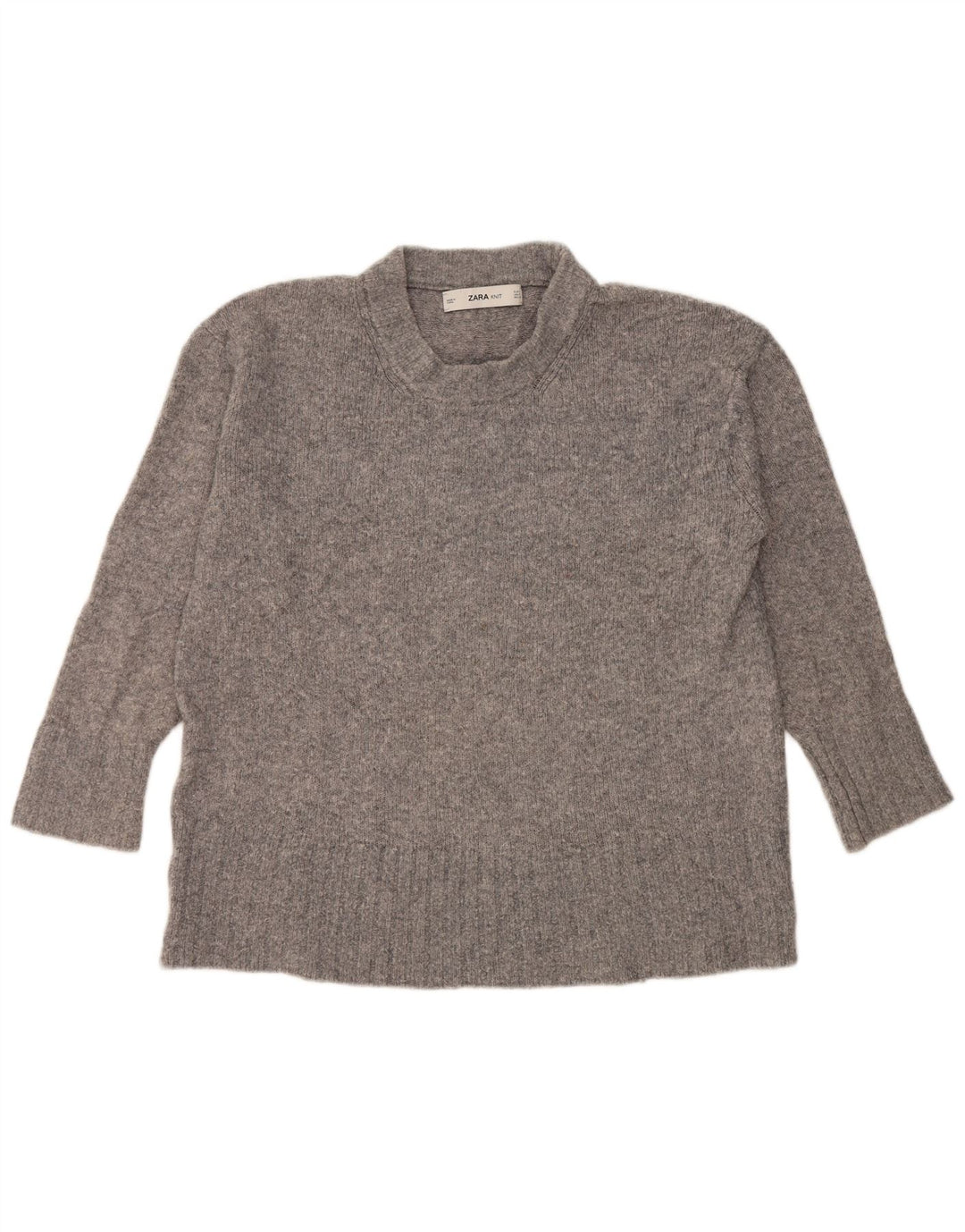 Zara Mujer Jersey De Cuello Alto De Gran Tamaño Suéter UK 10 Small Gris Moteado