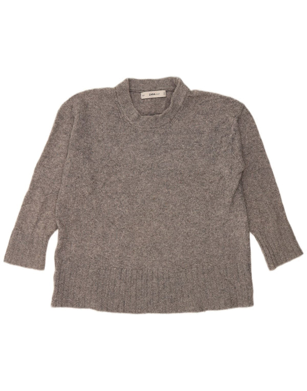 Zara Mujer Jersey De Cuello Alto De Gran Tamaño Suéter UK 10 Small Gris Moteado