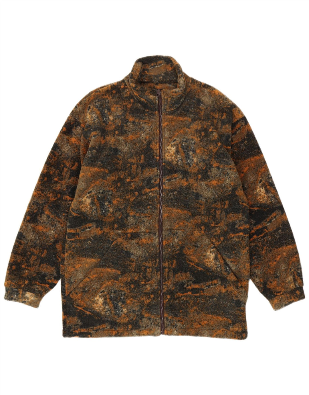 Vintage hombres chaqueta de vellón Reino Unido 40 poliéster moteado multicolor grande