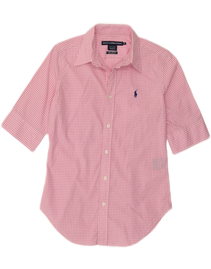 Ralph Lauren Camisa de manga corta para mujer US 6 Medium Pink Gingham