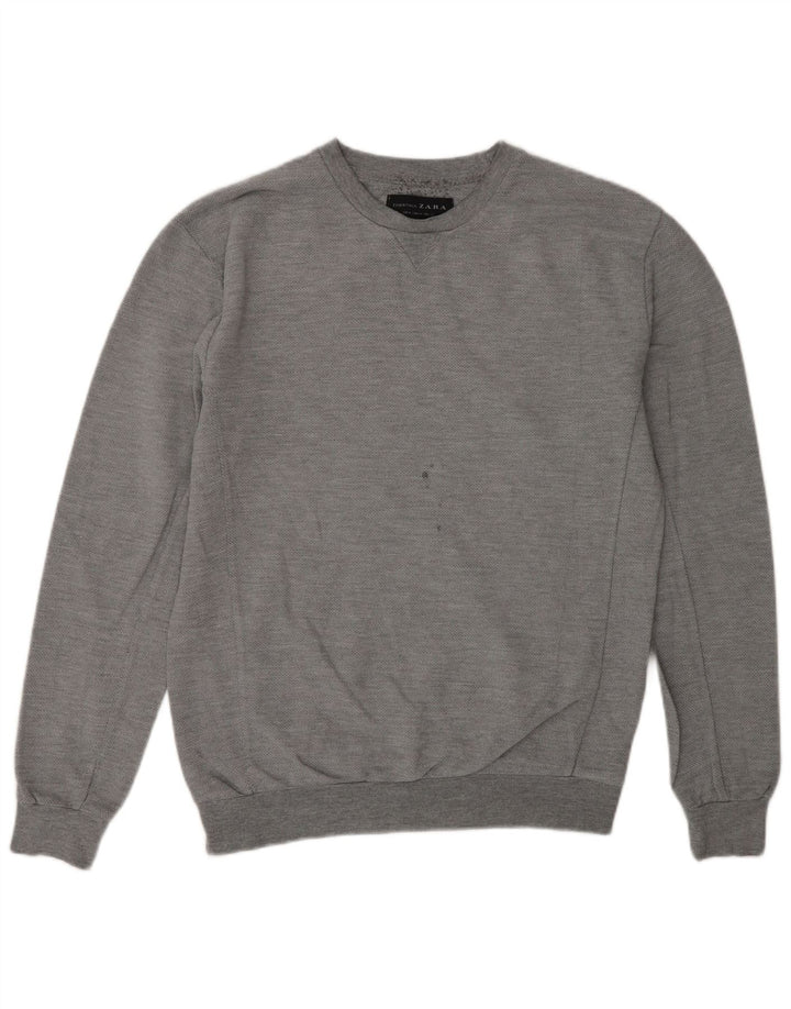 Zara Hombre Sudadera Jumper Algodón Gris Medio