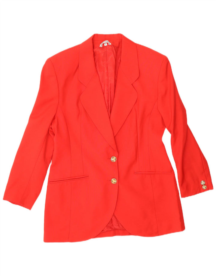 VINTAGE Mujer 2 Botones 2 Piezas Falda Set IT 44 Medio W26 Lana Roja