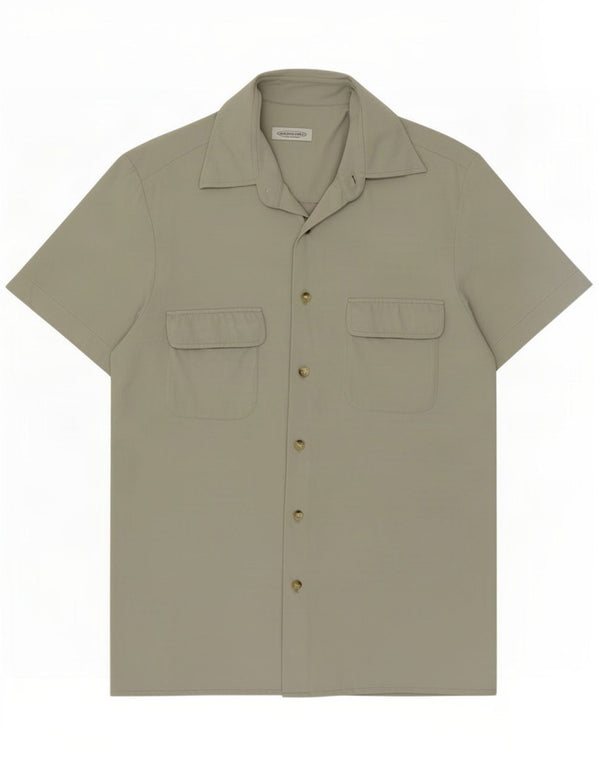 Antonio Fusco Mens Short Sleeve Shirt Medium Grey Nylon