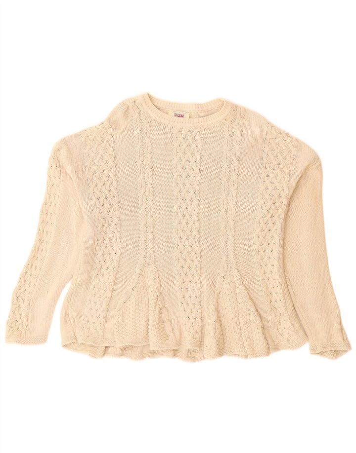 Sisley Suéter tipo jersey con cuello redondo y elegancia relajada para mujer UK 44 Medium Beige