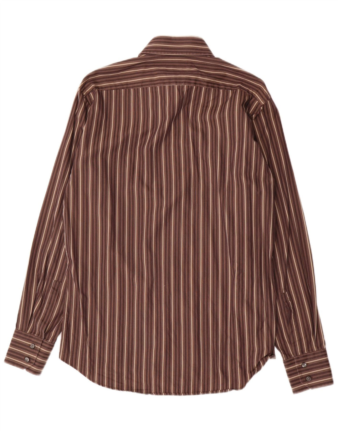 Camisa Hugo Boss Hombre Talla 39 15 /2 Algodón Rayas Marrón Medio