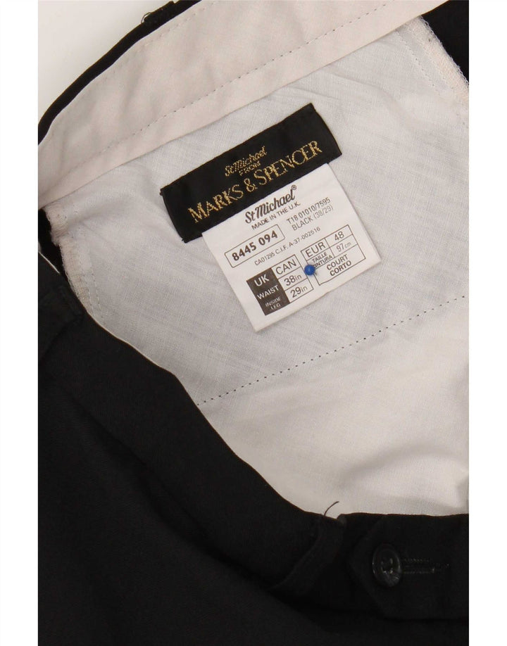 Marks & Spencer Pantalón chino recto para hombre W38 L29 Poliéster negro
