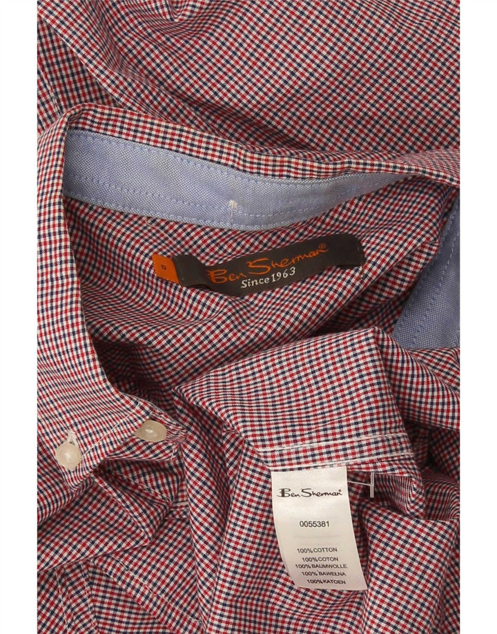 Camisa Ben Sherman para hombre pequeña de algodón a cuadros rojo