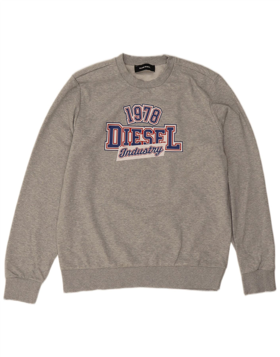 Diesel Hombre Sudadera Gráfica Jersey Grande De Algodón Moteado Gris