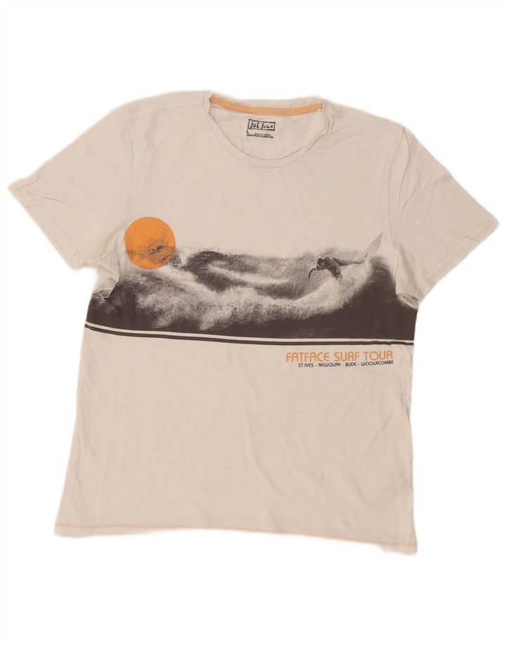 Camiseta gráfica para hombre Fat Face Top grande de algodón blanco