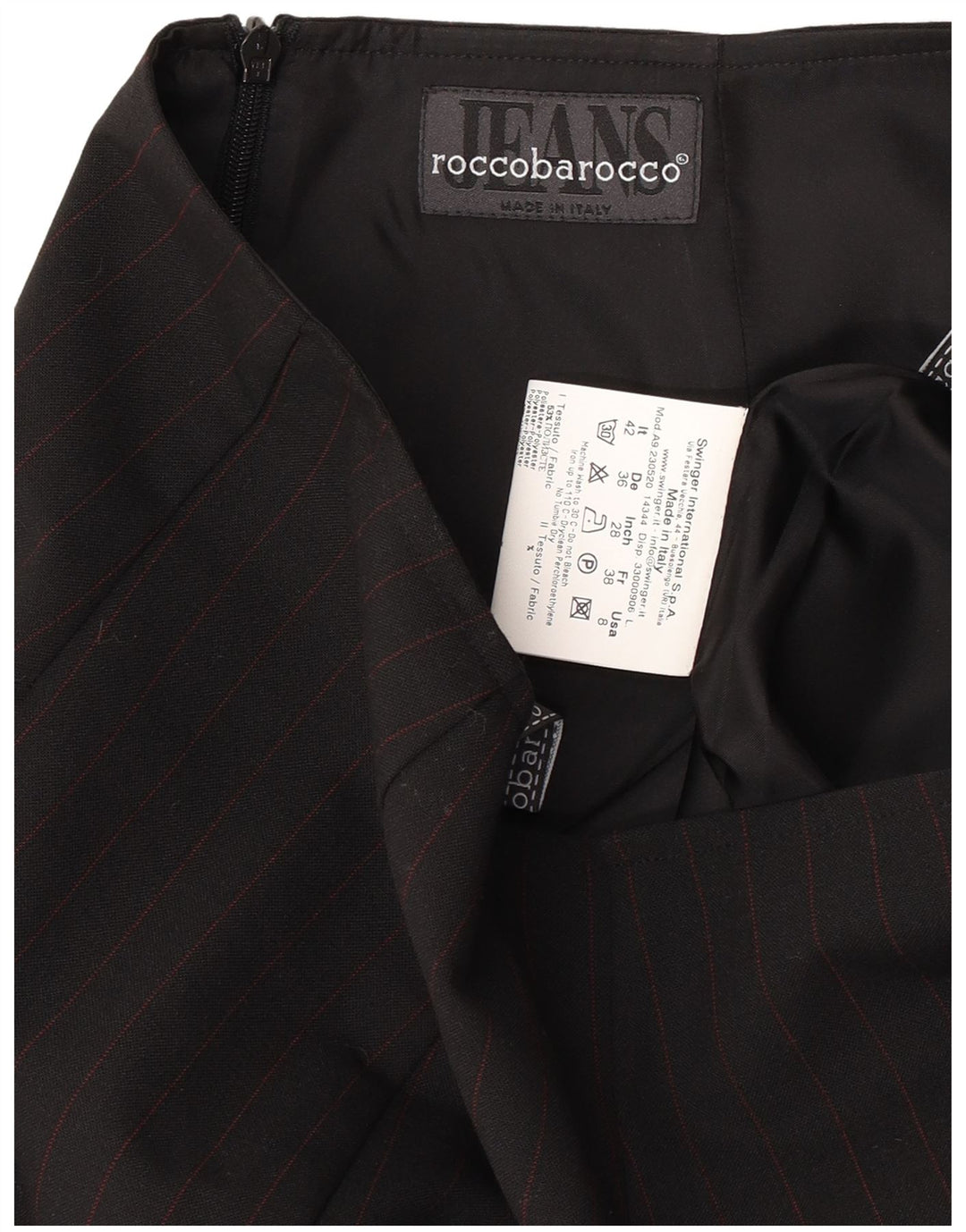 Falda lápiz para mujer Roccobarocco IT 42 Medium W26 Black Pinstripe