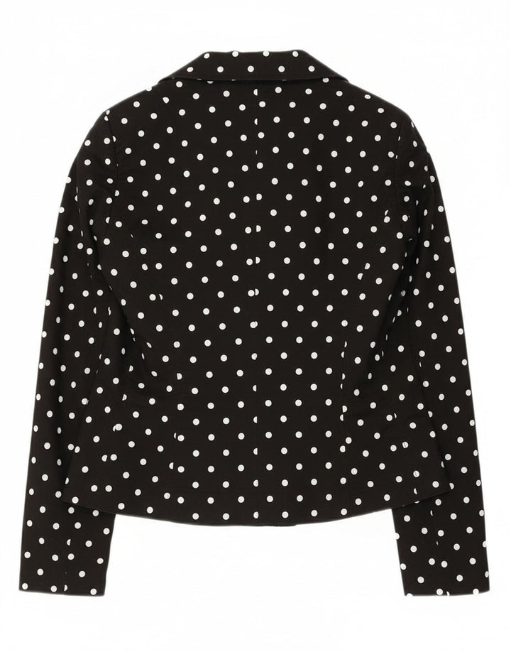 Phard Chaqueta Blazer de 2 Botones para Mujer UK 12 Mediana de algodón con Lunares Negros