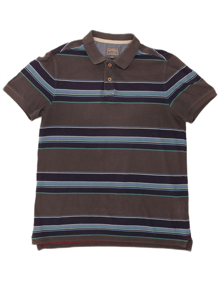 Polo de hombre Fat Face de algodón a rayas grises grandes