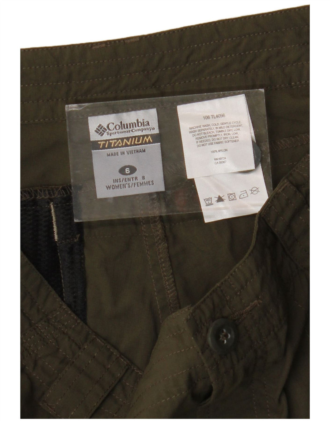 Columbia Pantalones cortos cargo para mujer US 6 Medium W30 Caqui Nylon