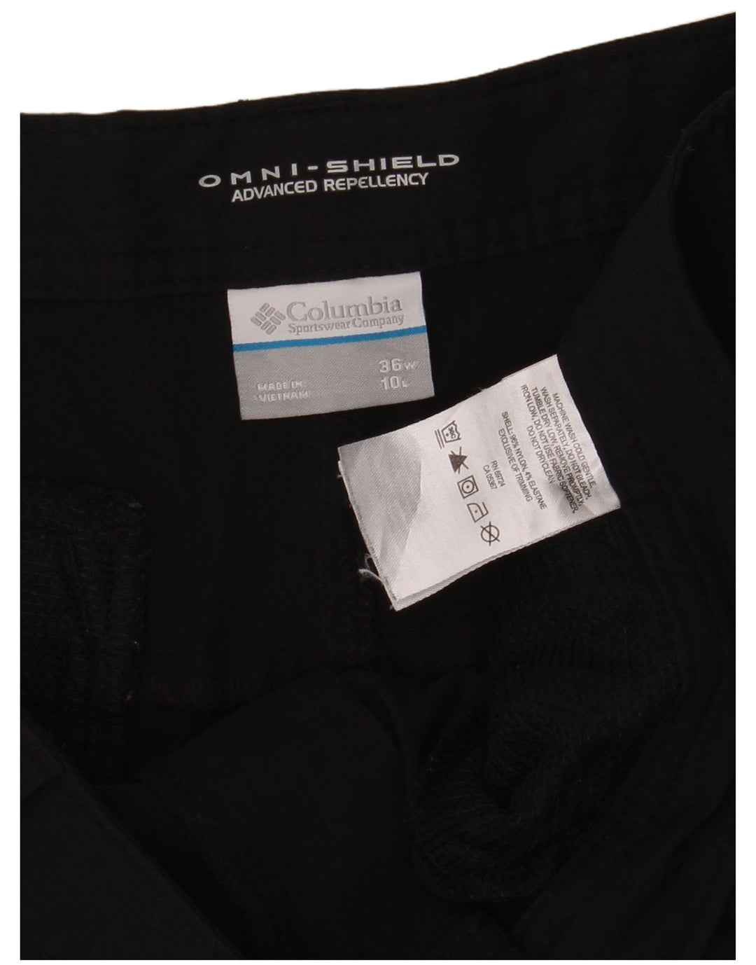 Columbia Pantalones cortos cargo Omni-Shield para hombre W36 Nylon negro grande