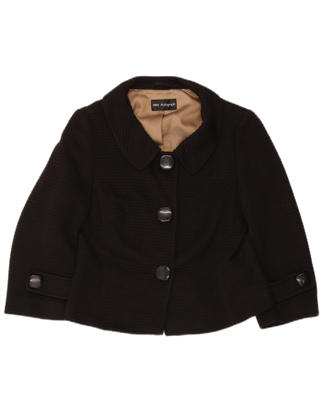 Marks & Spencer Chaqueta Blazer de Manga 3/4 para Mujer UK 42 Mediano Negro