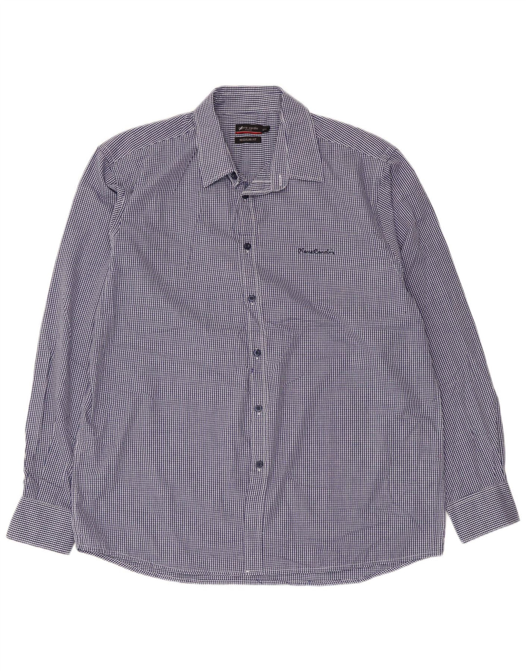 PIERRE CARDIN Camisa de corte regular para hombre 2XL Poliéster a cuadros azul