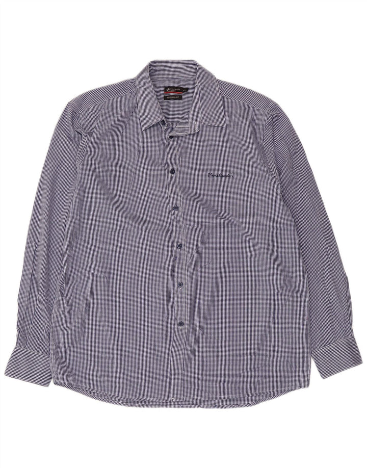PIERRE CARDIN Camisa de corte regular para hombre 2XL Poliéster a cuadros azul