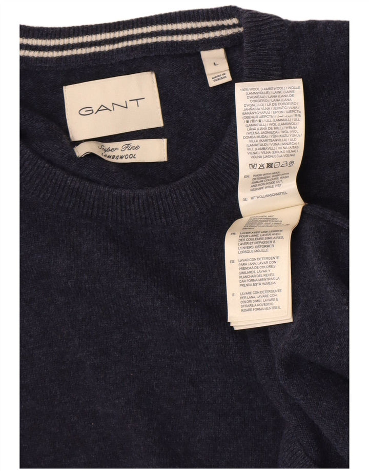 Gant Jersey De Cuello Redondo Para Hombre De Lana De Cordero Azul Marino Grande
