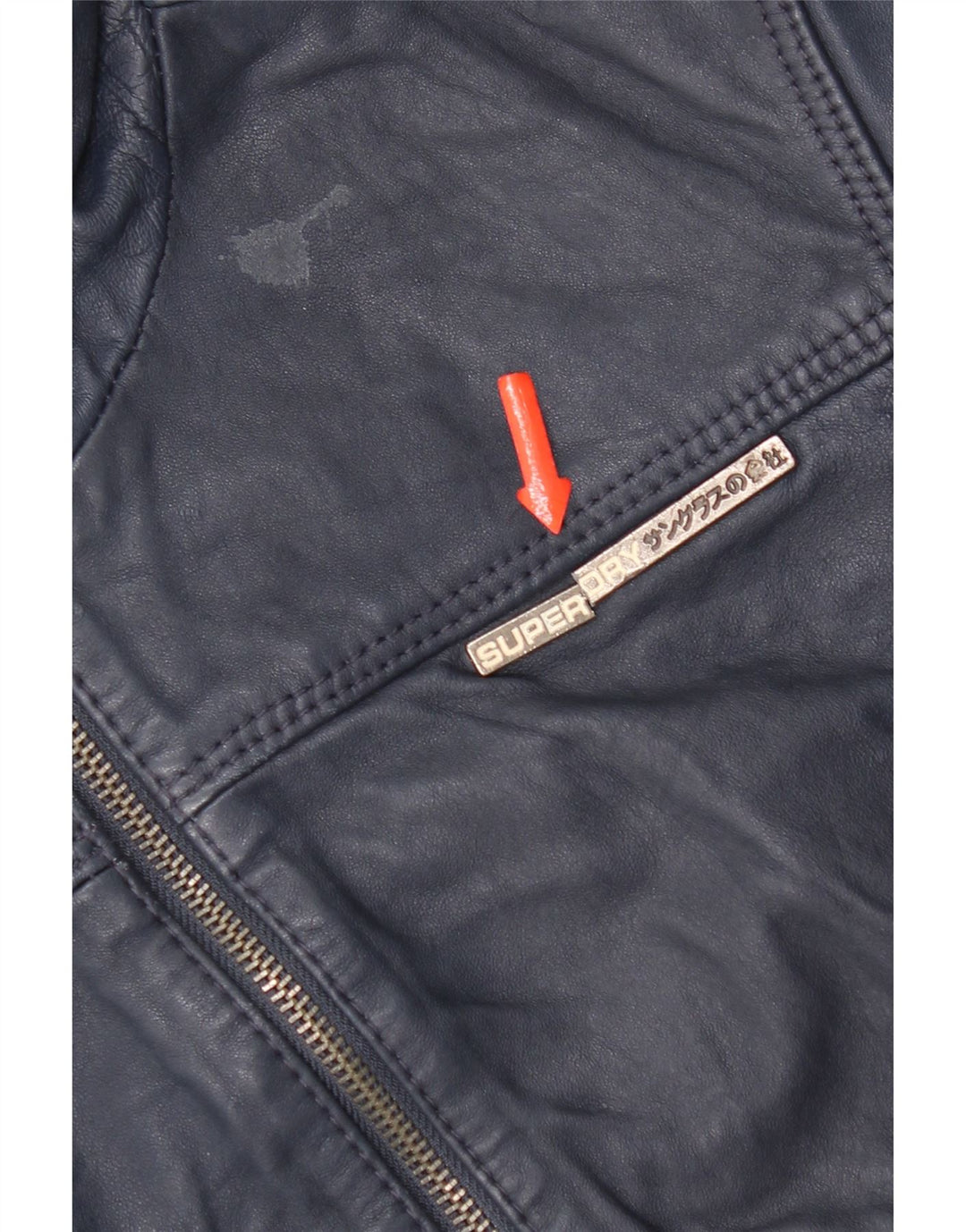 Superdry Chaqueta de cuero con capucha para mujer UK 44 Cuero azul marino mediano