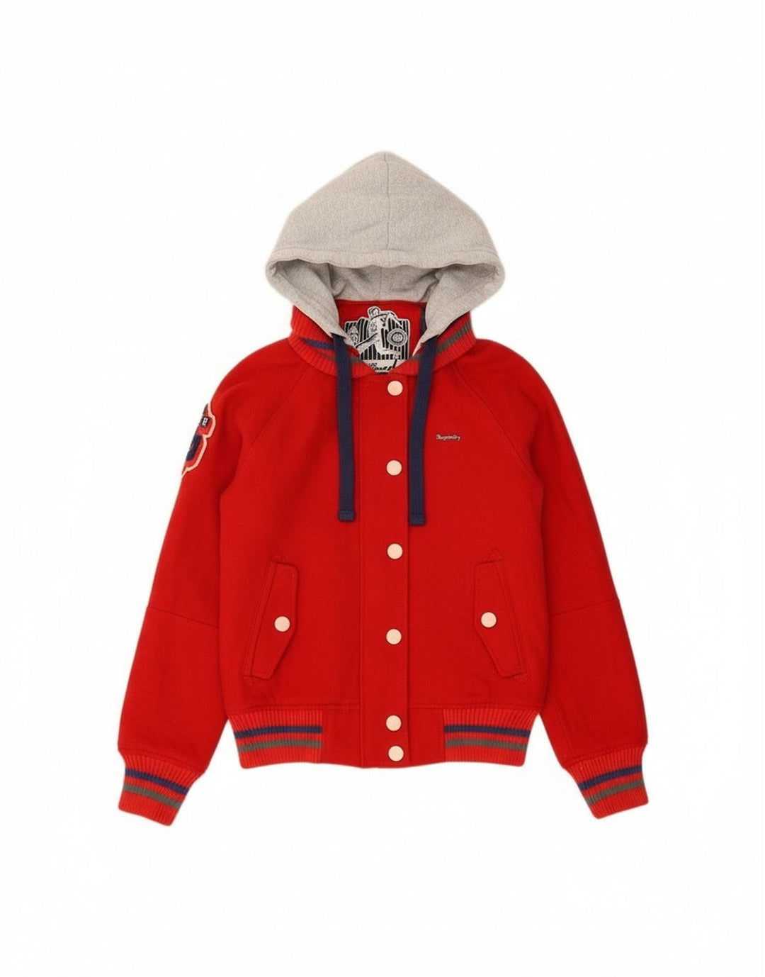 Superdry Chaqueta Universitaria Con Capucha Y Estampado Para Mujer, Talla Grande, Color Rojo