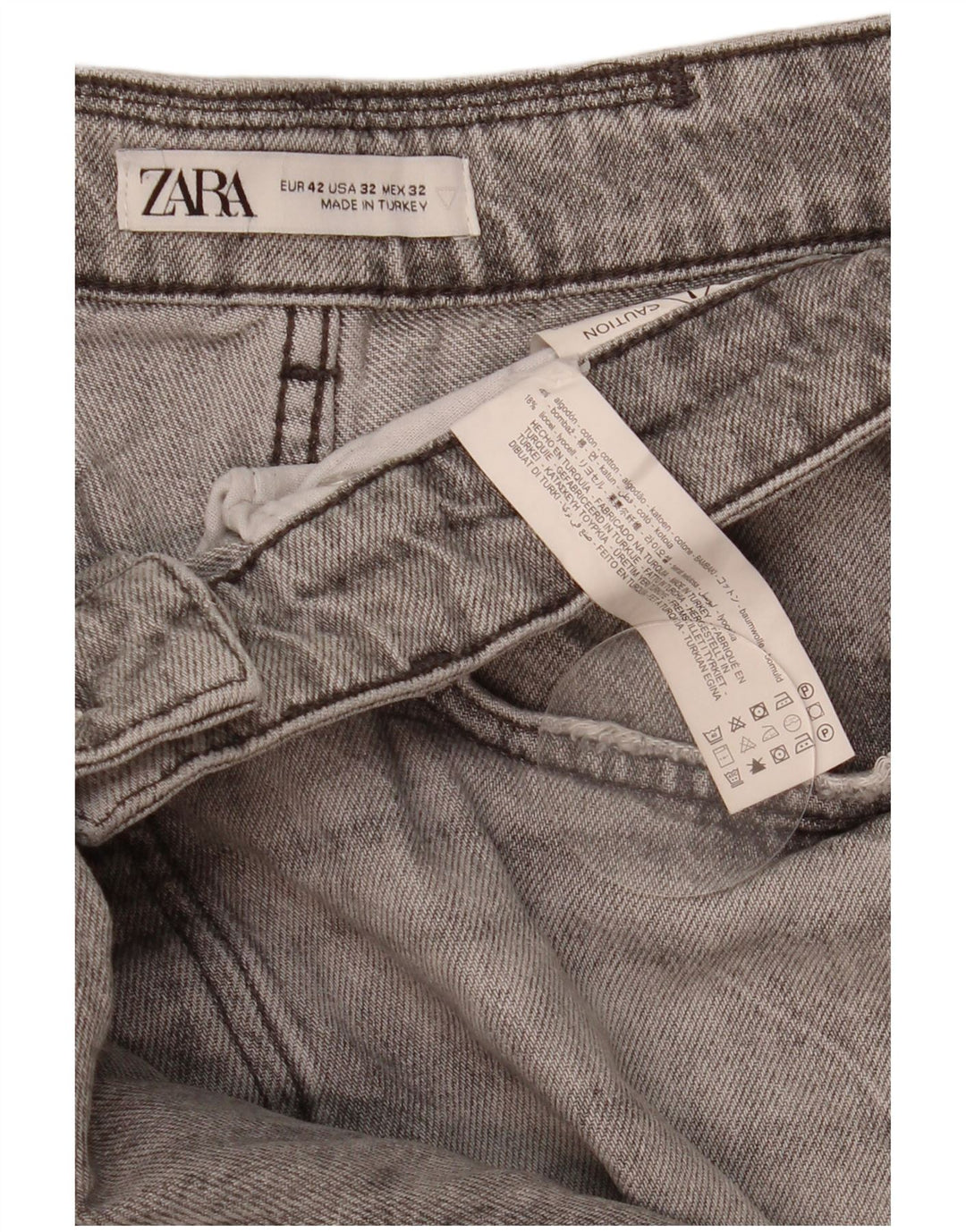 Zara Jeans ajustados desgastados para hombre EU 42 Large W32 L31 Algodón gris