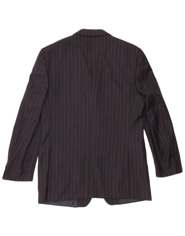 Zegna Chaqueta tipo blazer de 3 botones para hombre IT 50 Large Lana a rayas azul marino