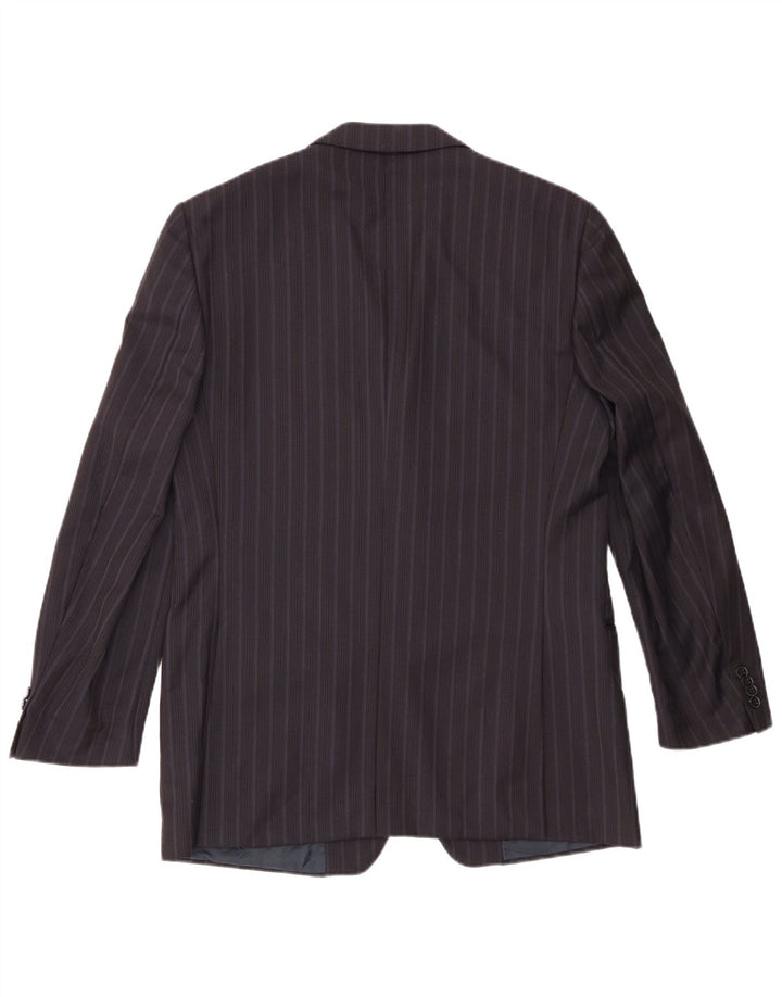 Zegna Chaqueta tipo blazer de 3 botones para hombre IT 50 Large Lana a rayas azul marino