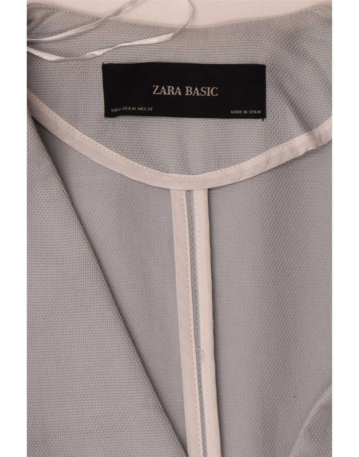 Zara Chaqueta Blazer Larga De 1 Botón para Mujer UK 44 Algodón Azul Medio