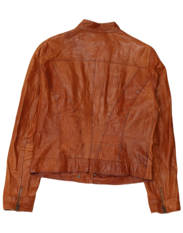 Lavorazione Artigianale Chaqueta Corta De Cuero Para Mujer IT 48 XL Cuero Marrón