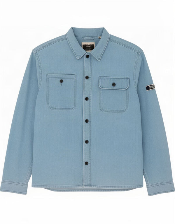Camisa Jack & Jones Hombre Comfort Fit Algodón Azul Grande
