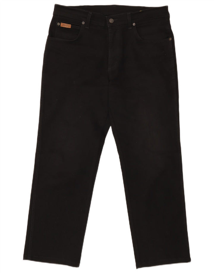 WRANGLER Vaqueros rectos elásticos Texas para hombre W33 L27 Algodón negro