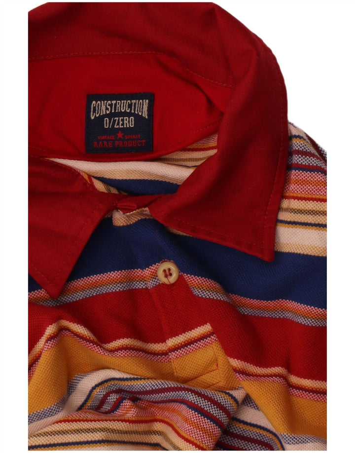 Vintage hombres manga larga rugby polo camisa mediana multicolor rayas