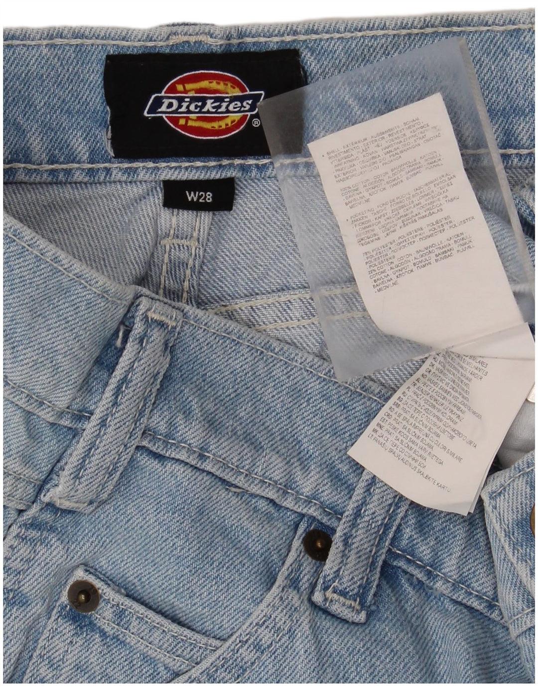 DICKIES Pantalones cortos vaqueros cargo para hombre W28 Algodón azul pequeño