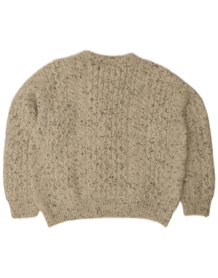 Irish Homecraft - Jersey de cuello redondo para hombre, talla grande, color gris moteado