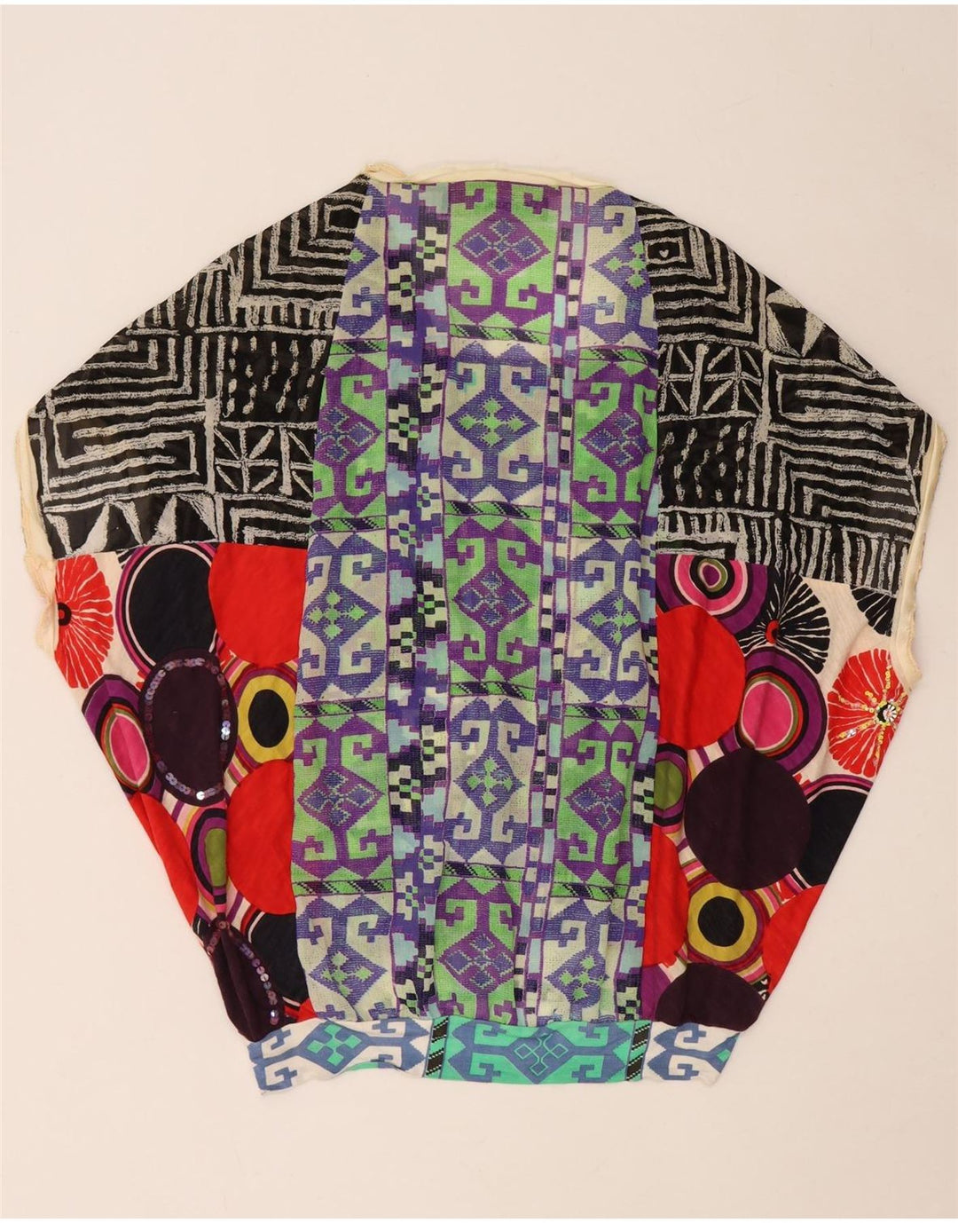 Desigual Blusa para mujer Top UK 44 Medio Multicolor Patchwork Poliéster