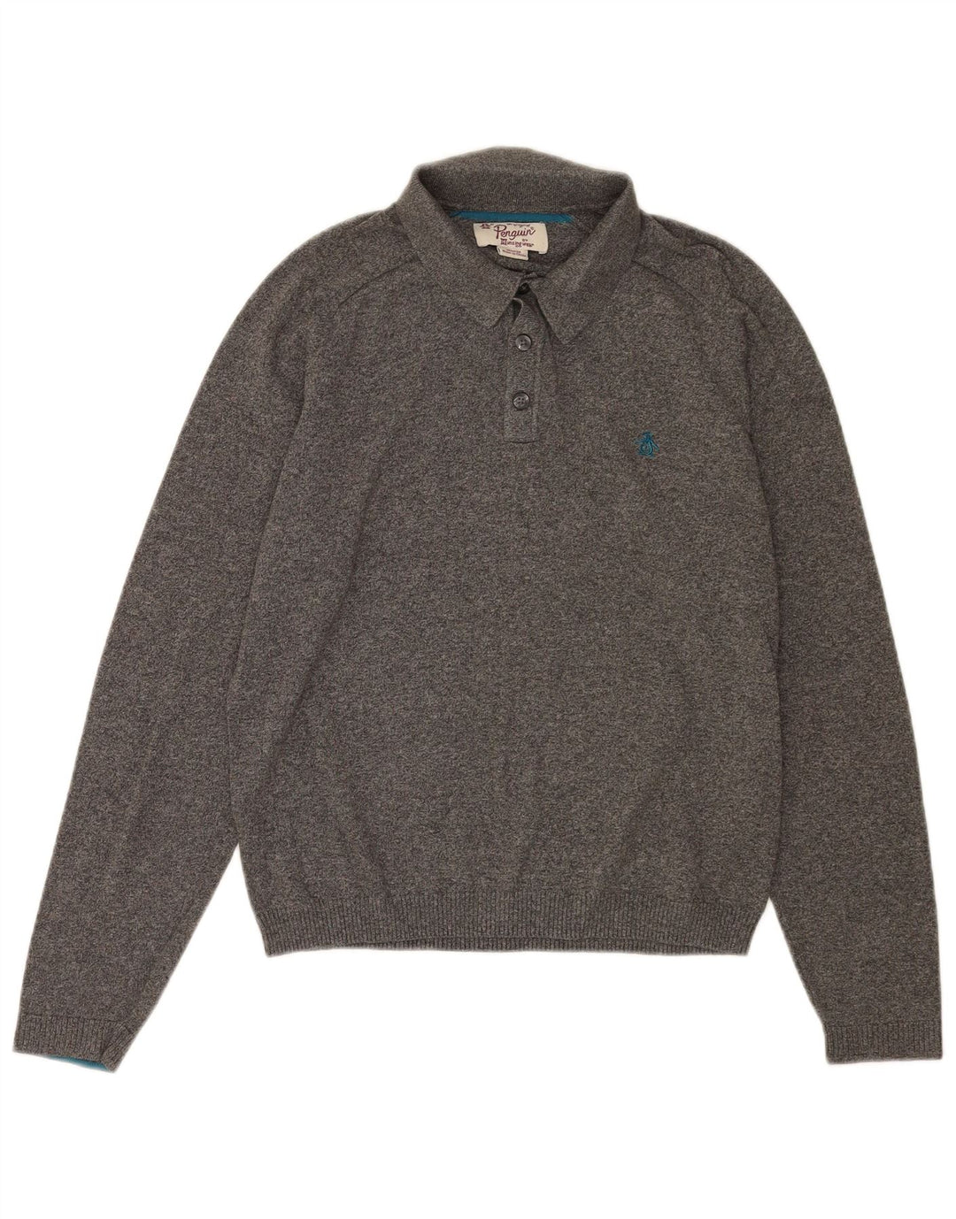 Penguin Hombre Polo Cuello Jersey Jersey De Algodón Moteado Gris Medio
