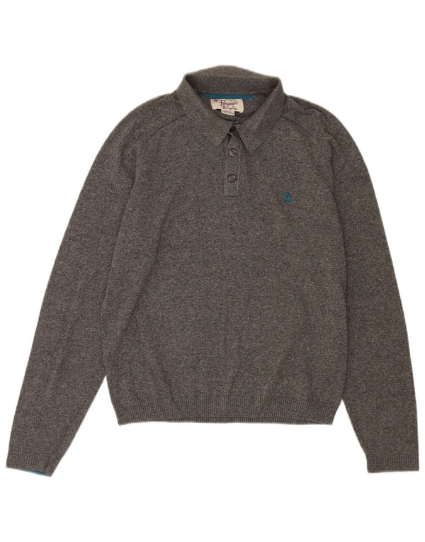 Penguin Hombre Polo Cuello Jersey Jersey De Algodón Moteado Gris Medio